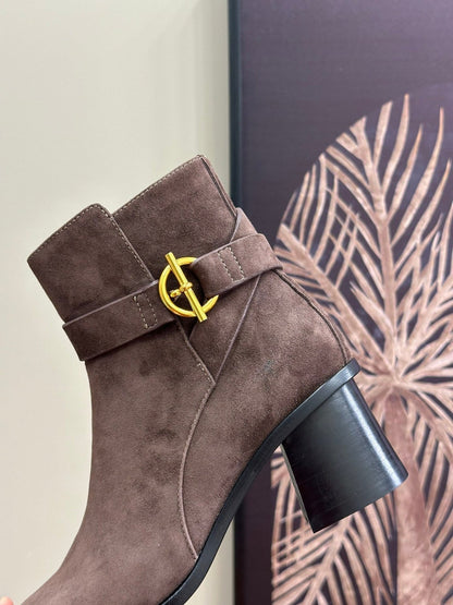 JILL 60 ANKLE BOOT IN BRUNETTE BROWN SUEDE