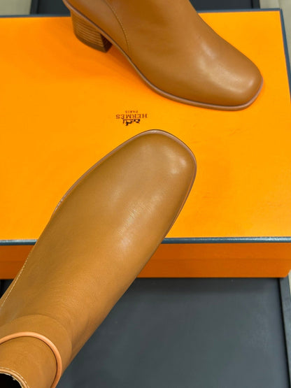 JILL 60 ANKLE BOOT IN BRONZE BROWN CALFSKIN