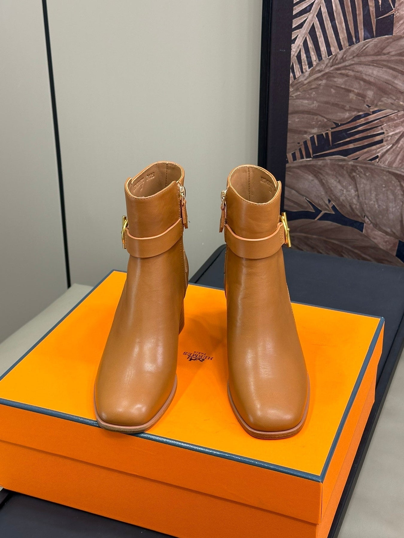 JILL 60 ANKLE BOOT IN BRONZE BROWN CALFSKIN