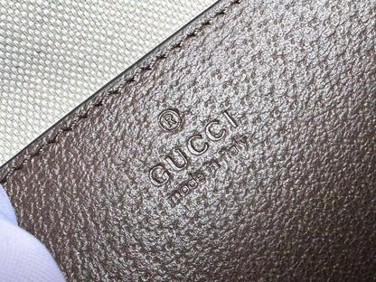 OPHIDIA 31 SMALL TOP HANDLE BAG IN BEIGE CANVAS AND BROWN CALFSKIN