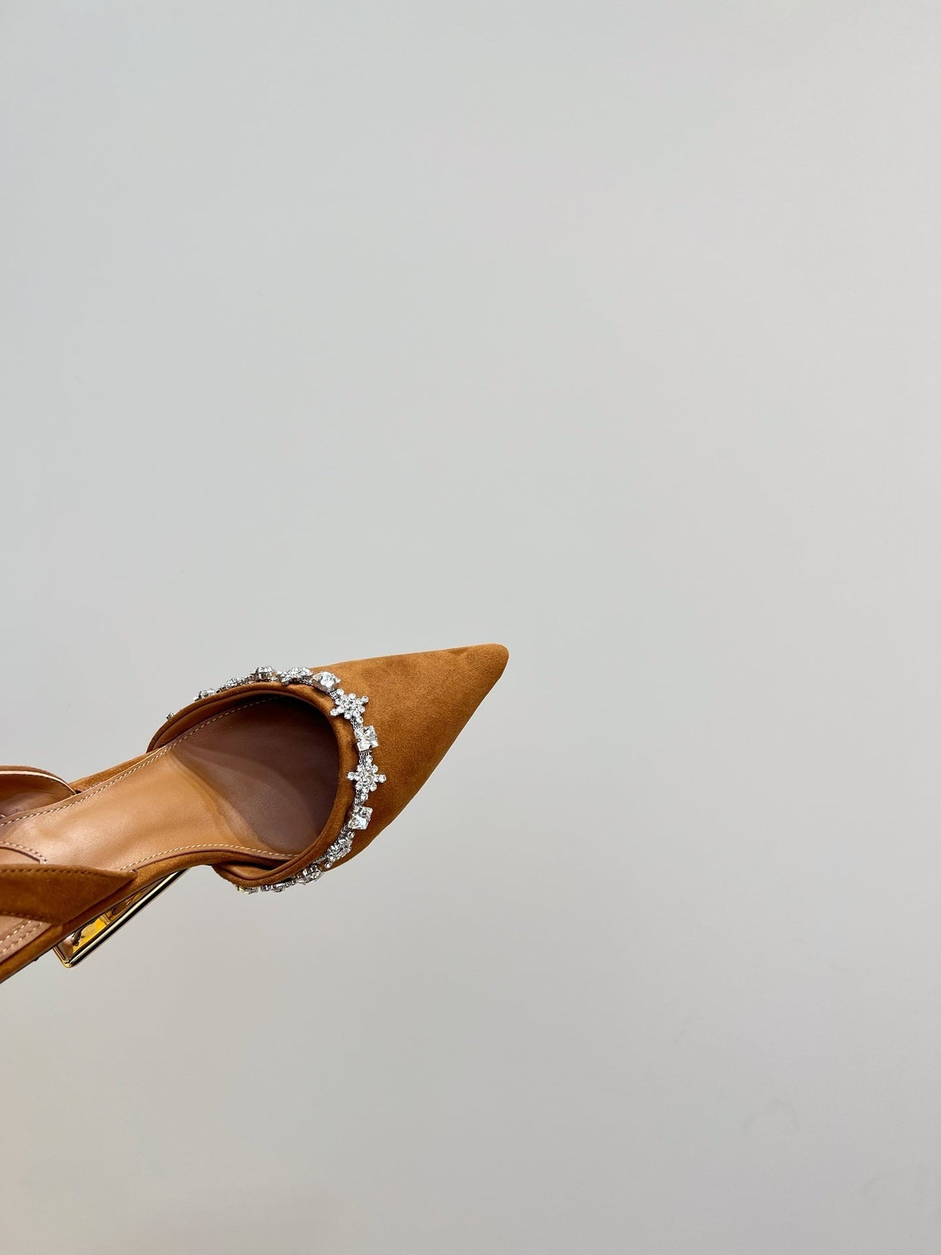 FENDI CRYSTAL HIGH-HEELED SLINGBACK 7 CM IN BRONZE BROWN SUEDE