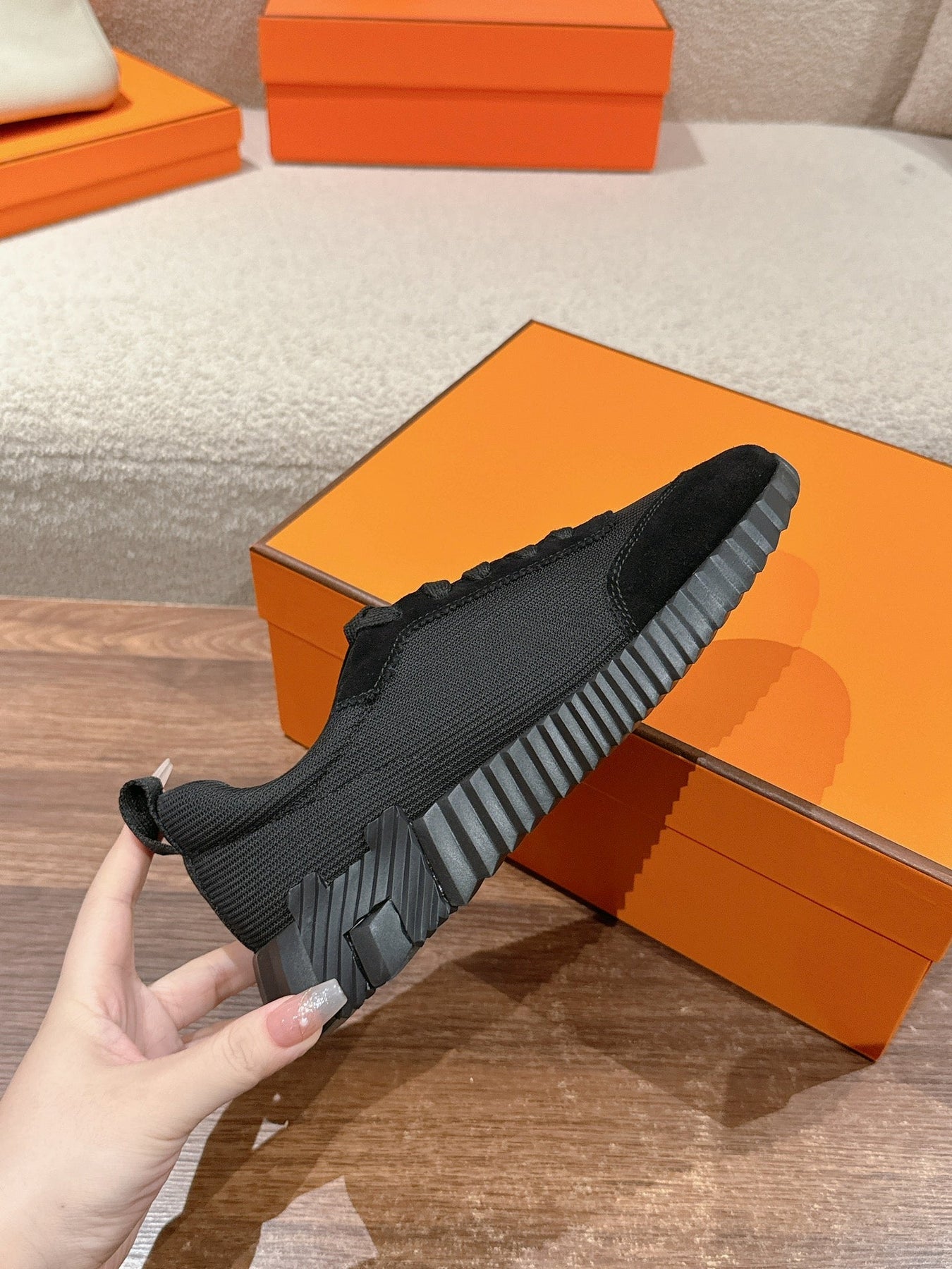 MAINLAND SNEAKER IN FULL BLACK SUEDE AND BREATHABLE MESH FABRIC