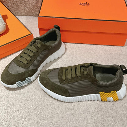 MAINLAND SNEAKER IN ARMY GREEN SUEDE AND BREATHABLE MESH FABRIC