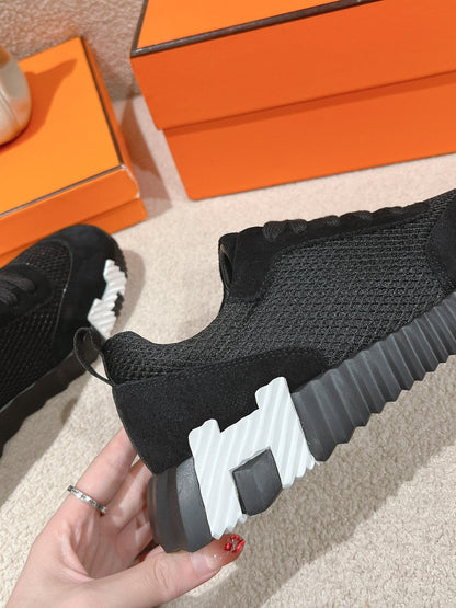 MAINLAND SNEAKER IN BLACK SUEDE AND BREATHABLE MESH FABRIC