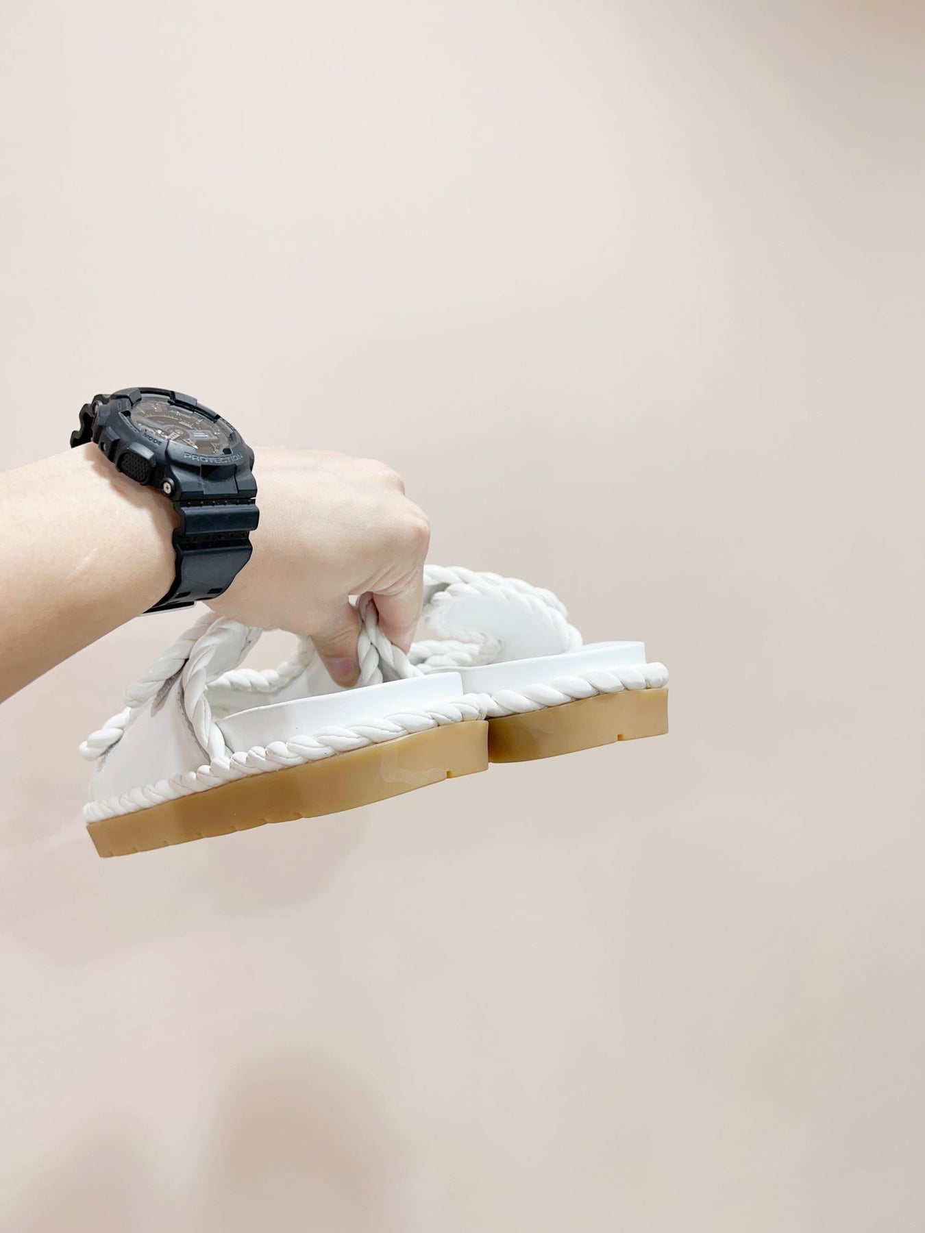 REFINED DAD SANDAL IN WHITE LAMBSKIN MULE