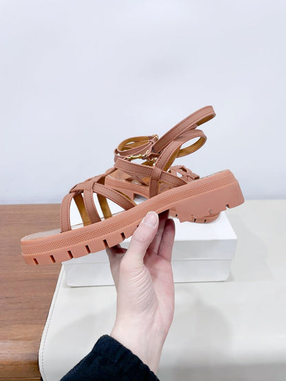 CLEA TRIOMPHE STRAPPY SANDAL IN BRONZE BROWN CALFSKIN