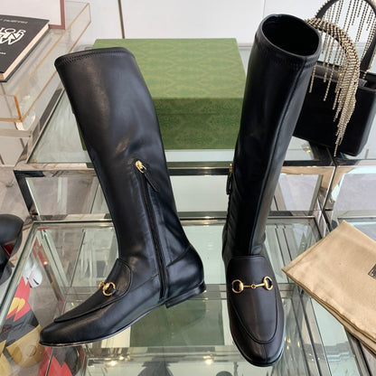 GG KNEE HIGH BOOTS WITH HORSEBIT IN BLACK CALFSKIN