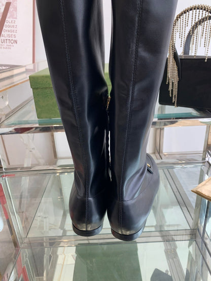 GG KNEE HIGH BOOTS WITH HORSEBIT IN BLACK CALFSKIN