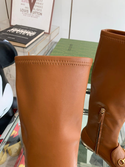 GG KNEE HIGH BOOTS WITH HORSEBIT IN CHOCOLATE BROWN CALFSKIN