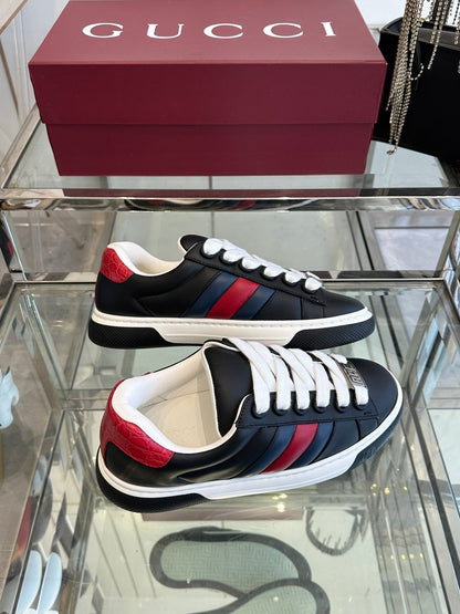 GG ACE SNEAKER IN BLACK SHEEPSKIN