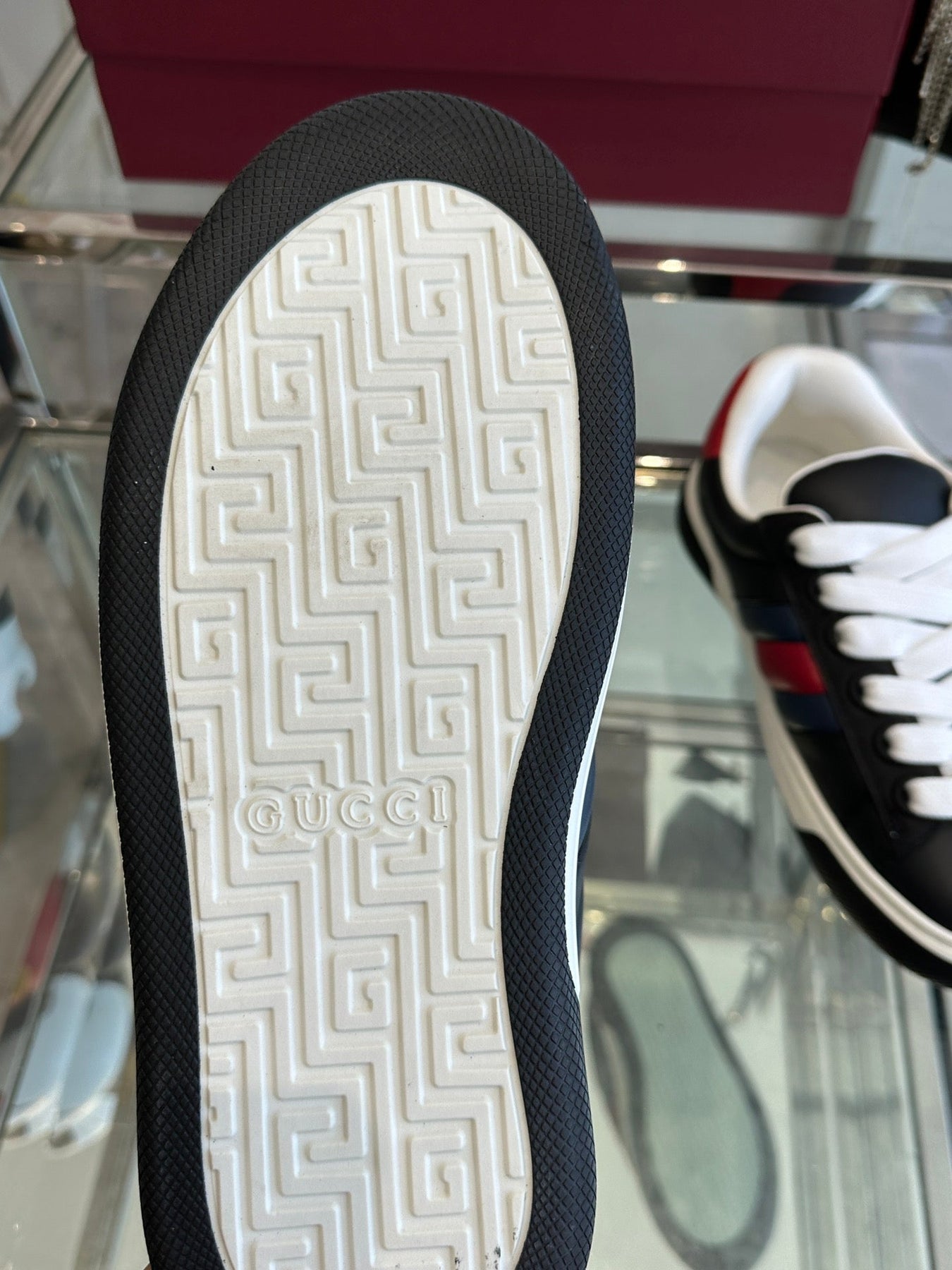 GG ACE SNEAKER IN BLACK SHEEPSKIN