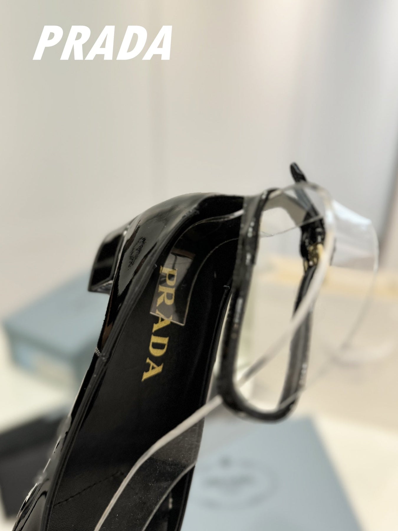 PRA NAPPA MARY JANE PUMPS GLOSSY BLACK LAMBSKIN