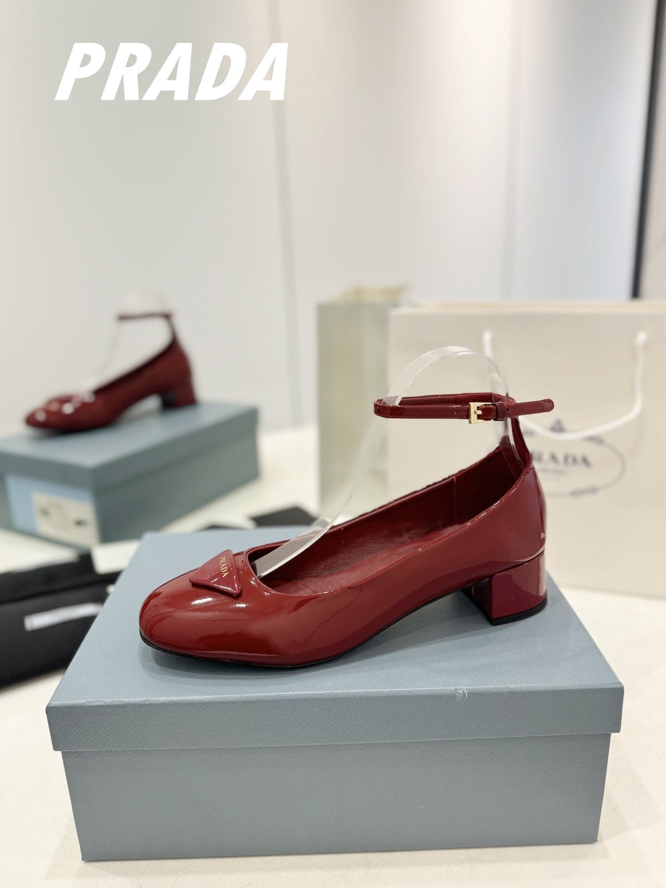 PRA NAPPA MARY JANE PUMPS JAM LAMBSKIN