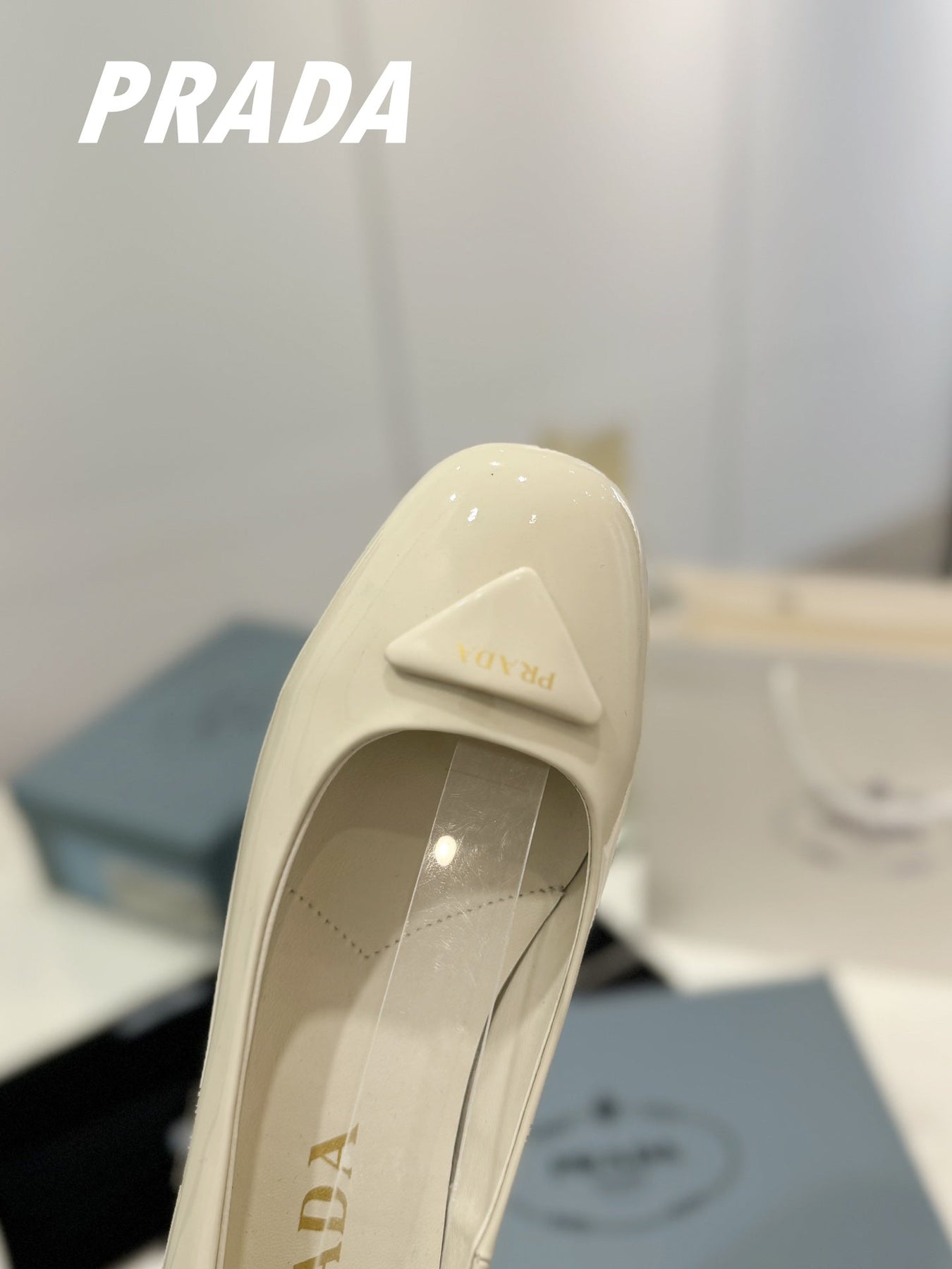 Pra Pumps 40 Square Sole White Patent Leather