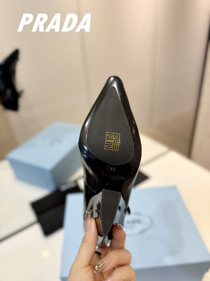 PRA BRUSHED PUMPS BLACK LAMBSKIN