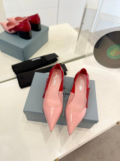 Pra Pump 45 Square Sole Pink Red Patent Leather