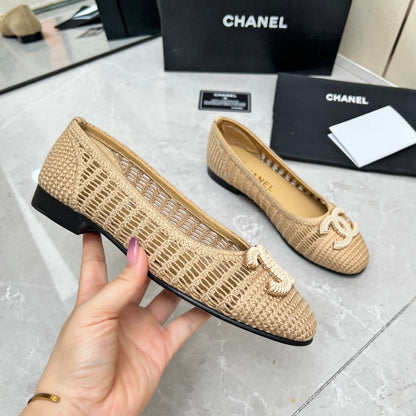 BALLET FLAT 10 MM IN BEIGE RAFFIA