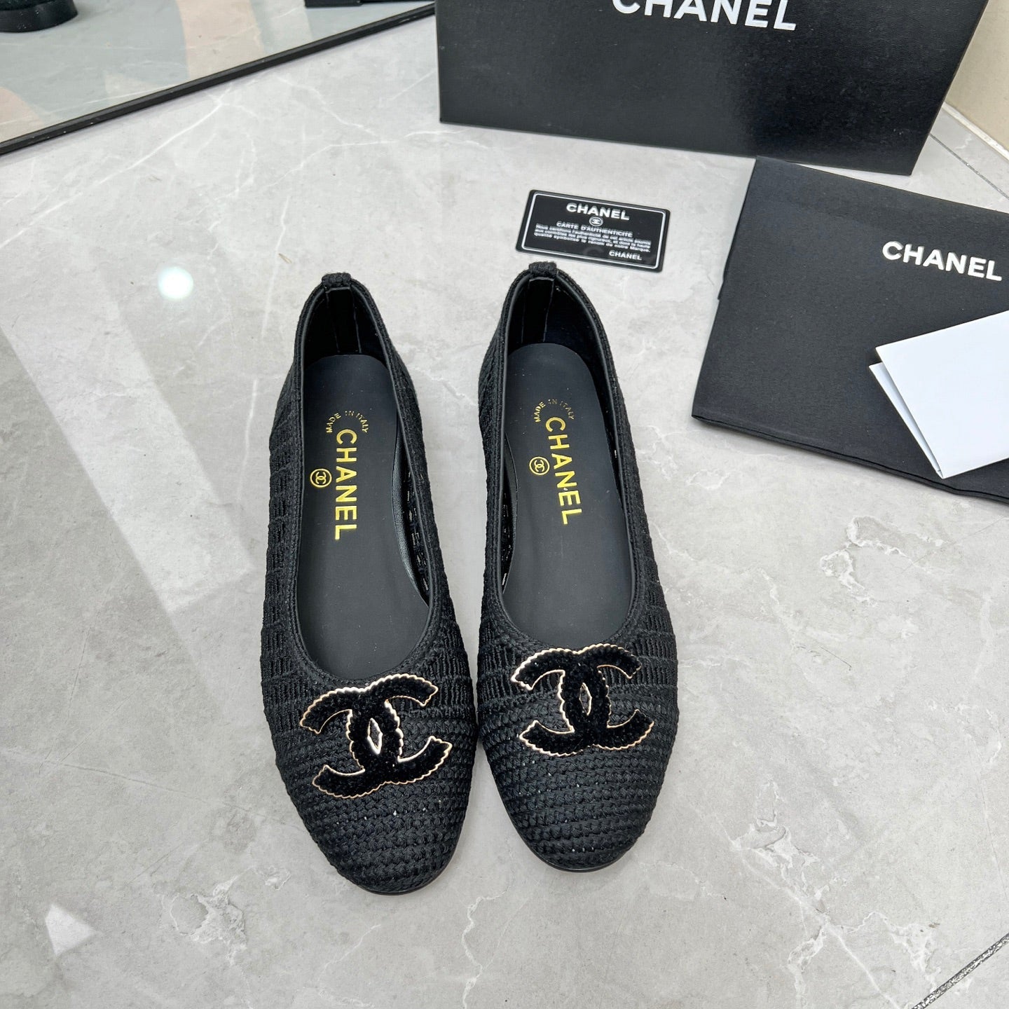 BALLET FLAT 10 MM IN BLACK RAFFIA