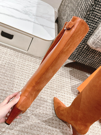 HILONA 6 CM BOOTS IN BRONZE BROWN CALFSKIN AND SUEDE