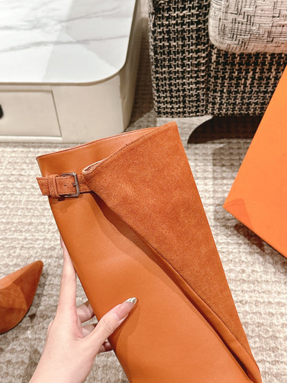 HILONA 6 CM BOOTS IN BRONZE BROWN CALFSKIN AND SUEDE