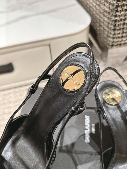 HIGH HEEL 7 CM SLINGBACK IN BLACK PATENT CALFSKIN