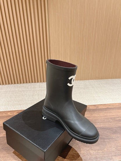CC RAIN BOOTS BLACK TPU WITH WHITE LOGO