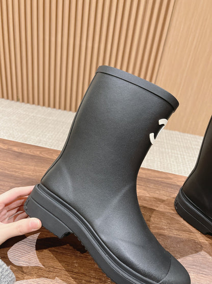 CC RAIN BOOTS BLACK TPU WITH WHITE LOGO