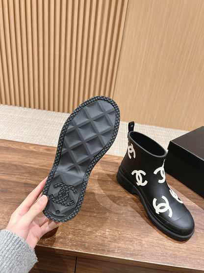 CC RAIN BOOTS BLACK TPU WITH WHITE LOGO