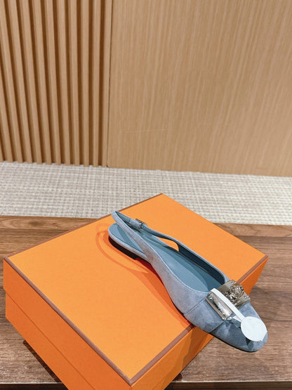 Innocente Slingback Suede Goatskin Bleu Ciel