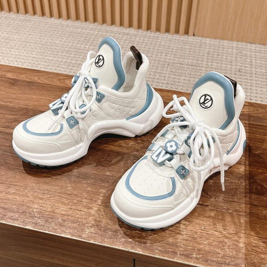LV ARCHLIGHT SNEAKER IN WHITE MIX SKY BLUE EMBOSSED CALFSKIN