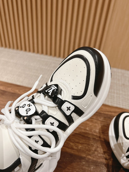 LV ARCHLIGHT SNEAKER IN WHITE MIX BLACK EMBOSSED CALFSKIN 101058