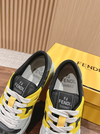 FENDI MATCH TRAINER IN MULTICOLOR CALFSKIN AND HIGH-DENSIITY FABRIC