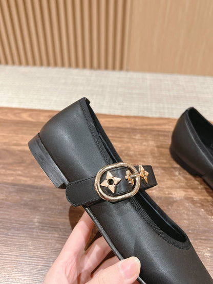 MARY JANE FLAT IN BLACK CALFSKIN 168943