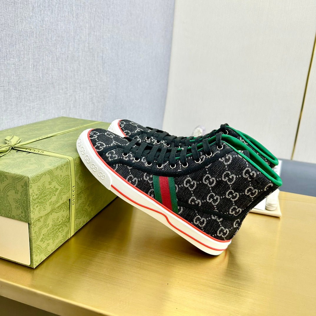 GG TENNIS 1977 HIGH-TOP TRAINER BLACK CANVAS