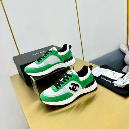 CLASSIC TRAINER IN GREEN MIX WHITE MERCERIZED VELVET