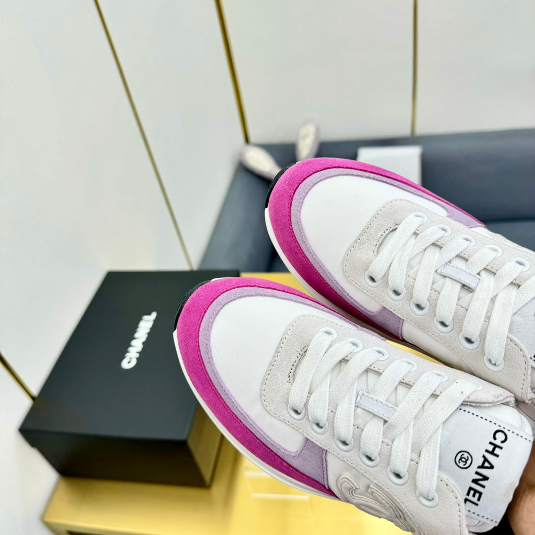 CLASSIC TRAINER IN GREY MIX BRIGHT PINK MERCERIZED VELVET