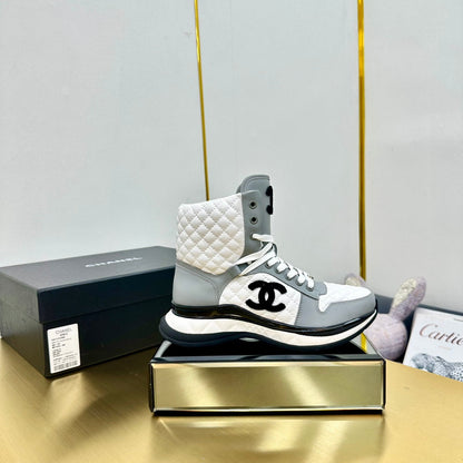 ATHLETIC SHOES IN WHITE MIX ASH GRAY CALFSKIN