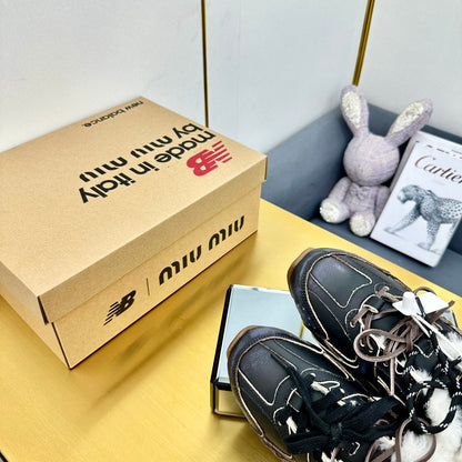MIUxNB 530 SNEAKER MULES IN BLACK CALFSKIN SHEARLING