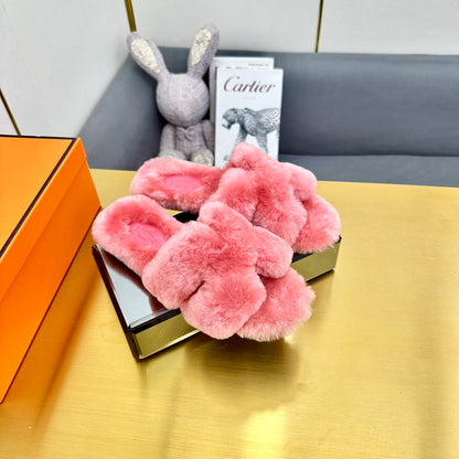 ORAN SHEARLING SANDALS DARK PINK