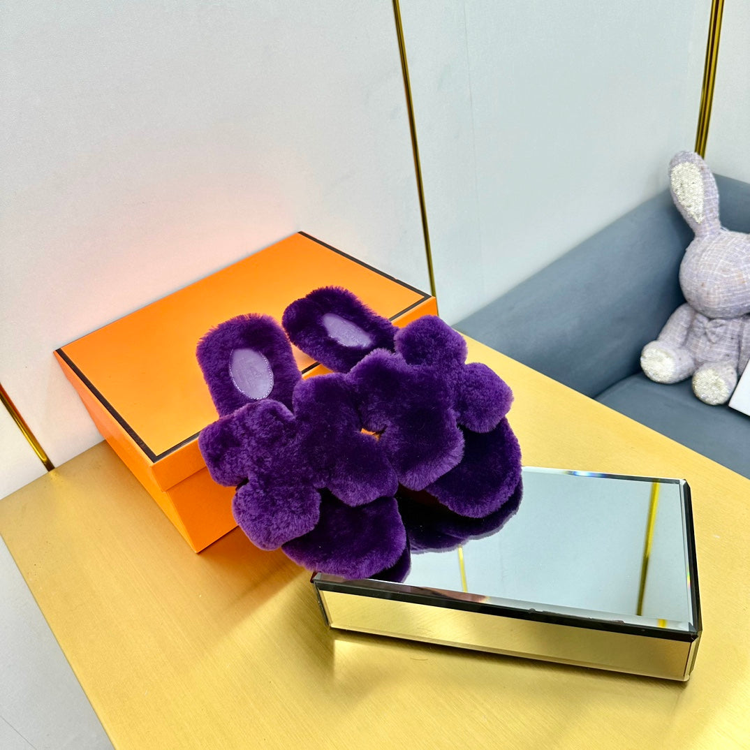 0RAN SHEARLING SANDALS PLUM PURPLE