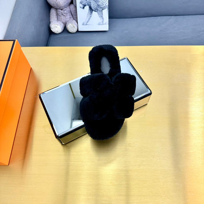 0RAN SHEARLING SANDALS BLACK