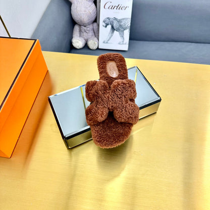 0RAN SHEARLING SANDALS UMBER BROWN