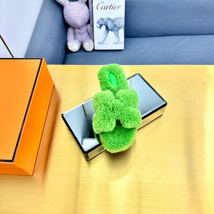 ORAN SHEARLING SANDALS CHARTREUSE GREEN