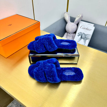 0RAN SHEARLING SANDALS INDIGO BLUE