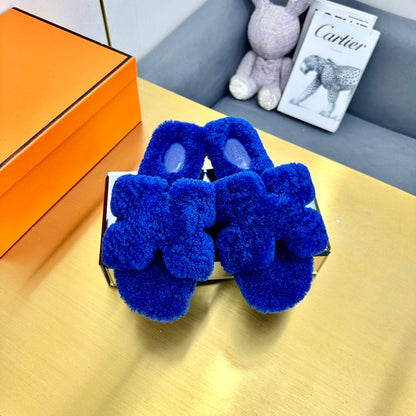 0RAN SHEARLING SANDALS INDIGO BLUE