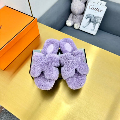 ORAN SHEARLING SANDALS PERIWINKLE PURPLE