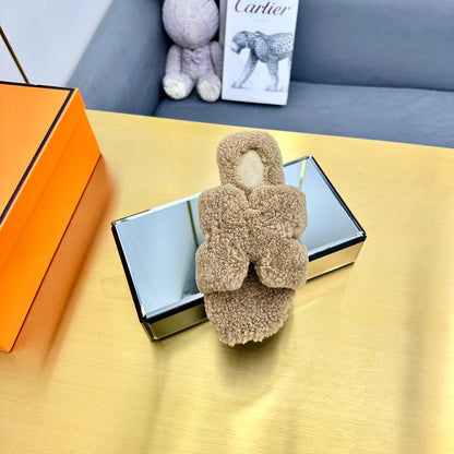 ORAN SHEARLING SANDALS CAMEL BROWN