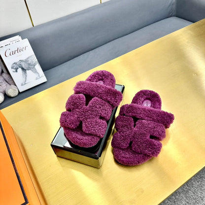 CHYPRE SANDAL IN ORCHID PURPLE SHEARLING