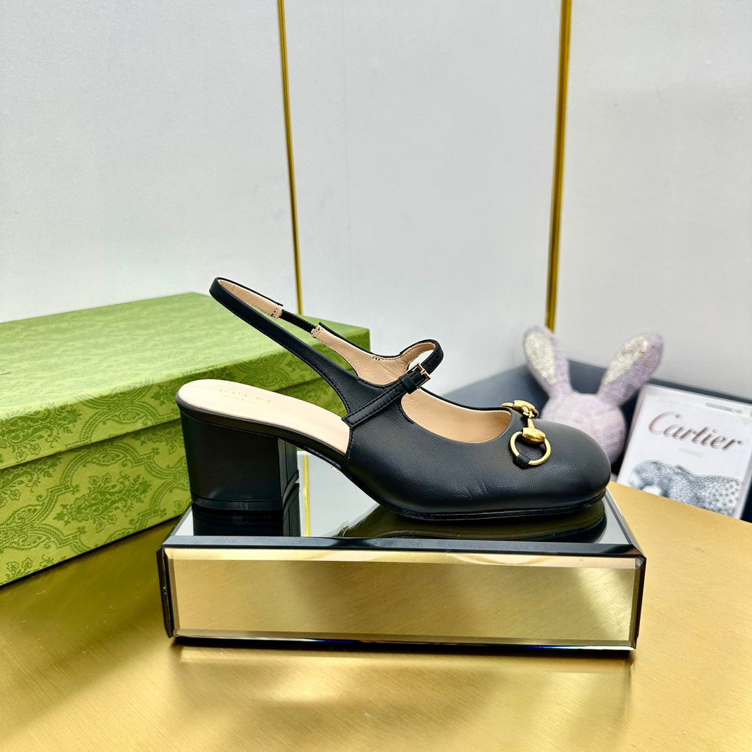 HORSEBIT PUMP IN BLACK SHEEPSKIN