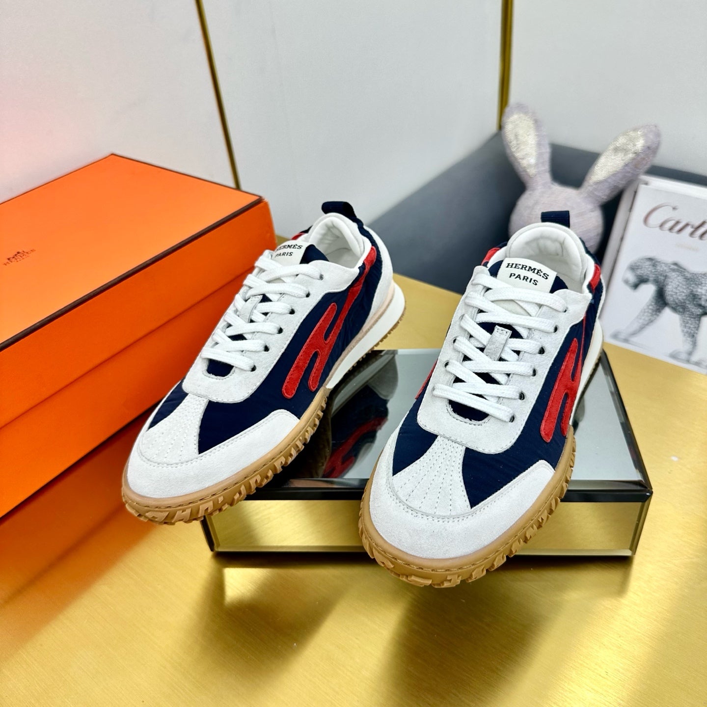 JET SNEAKER IN WHITE MIX NAVY BLUE SUEDE